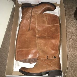 STEVE MADDEN tan leather knee high boots size 6